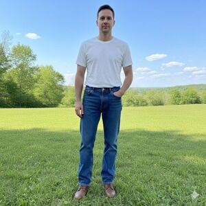 Levis 505 Mens Size 42x32 Regular Fit Straight Leg Blue Jeans Dark Wash Denim
